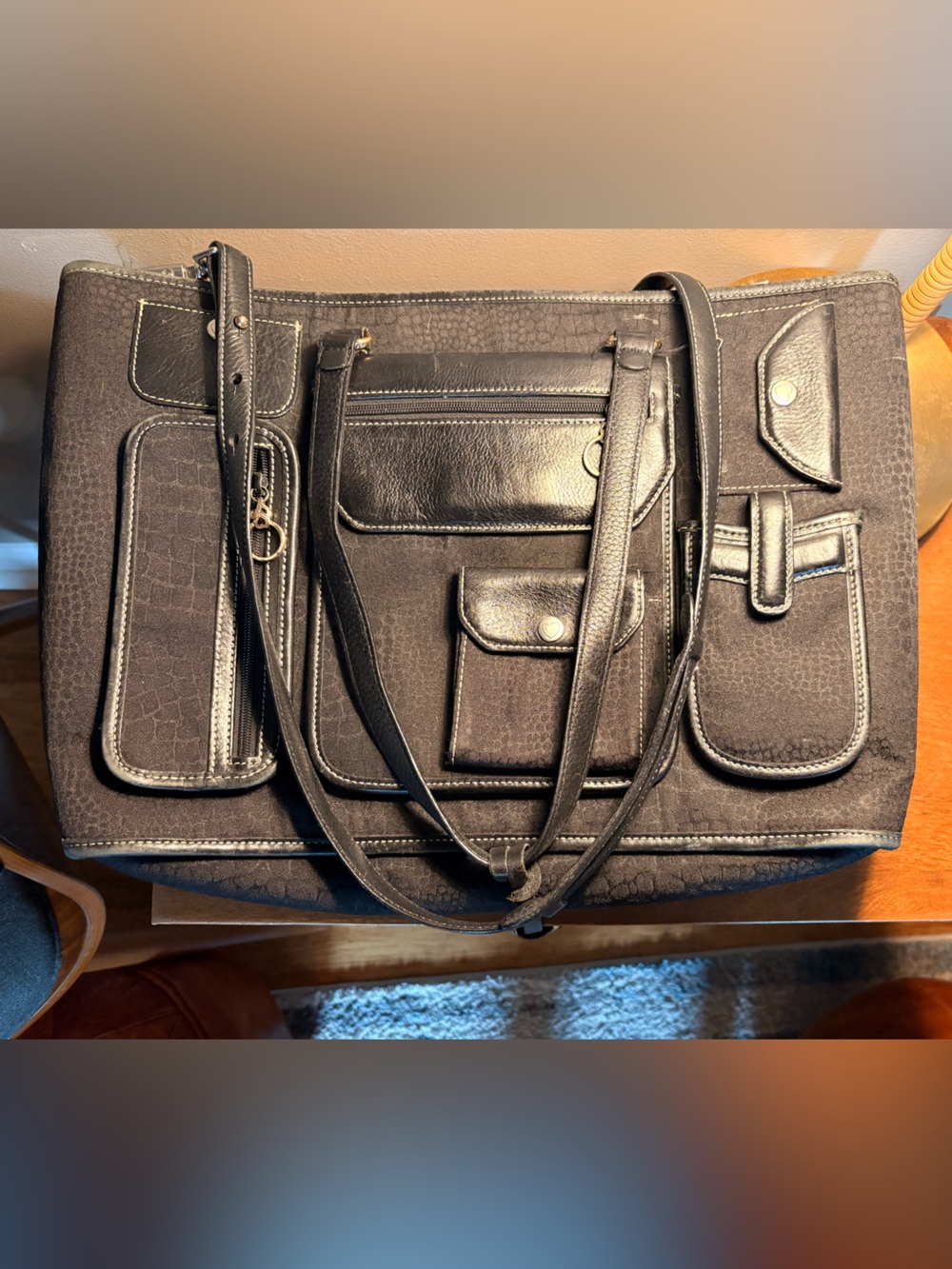 Brighton for Business Briefcase Pocket Zipper Leather Handbag